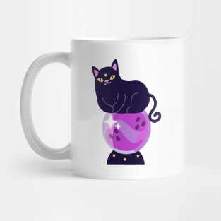 Black cat and crystal ball Mug